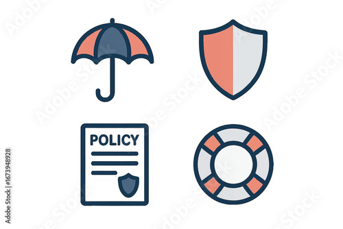 Vector illustration of insurance protection symbols for safety