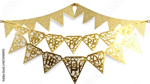 Elegant Gold Glitter Happy Birthday Banner Party Decoration