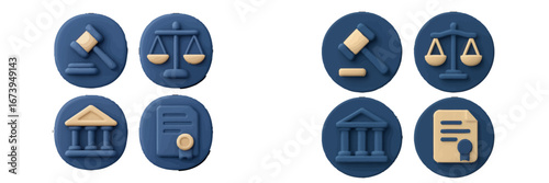 Law and justice icons in modern vector style for legal themes