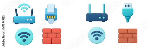 Vector art of diverse internet connectivity symbols