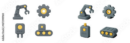 Vector illustration of modern industrial robotic elements