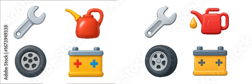 Vector illustration of automotive tools and equipment for repair