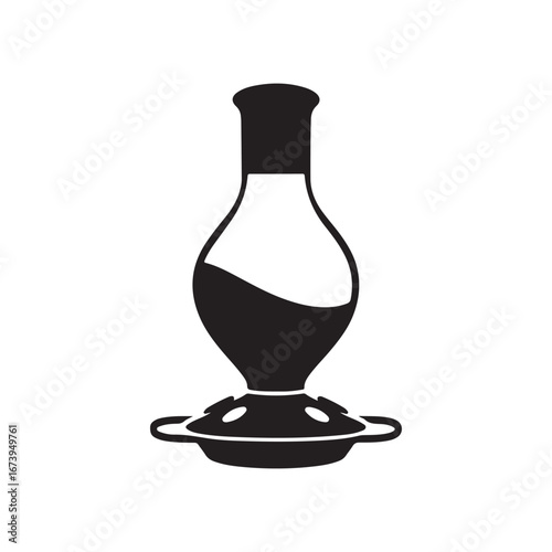 A Clean and Simple Black and White Silhouette of a Hummingbird Feeder