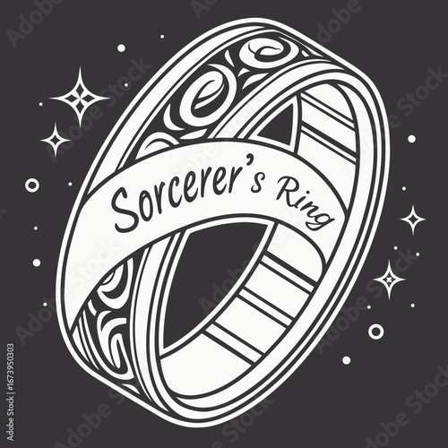 Ornate sorcerer s ring with magical sparkles