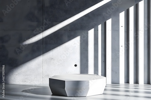 Modern Minimalist Concrete Hexagon Podium Studio Product Display Background