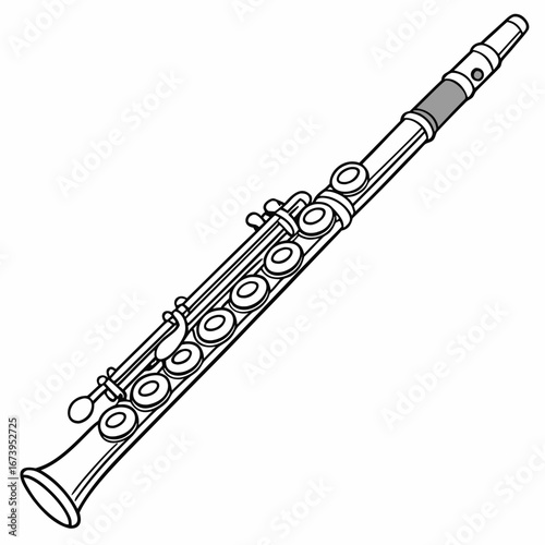 Illustration of a clarinet, a classical woodwind instrument for orchestras, bands, and solo performances, for musicians and music lovers