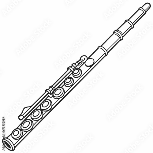 Illustration of a flute, a woodwind instrument used in classical music