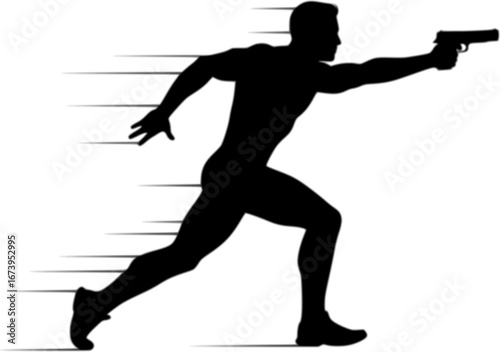 Silhouette of a Sprinter: A dynamic silhouette captures a sprinter mid-stride, embodying the essence of speed, athleticism, and human potential, conveying the power and grace of human motion