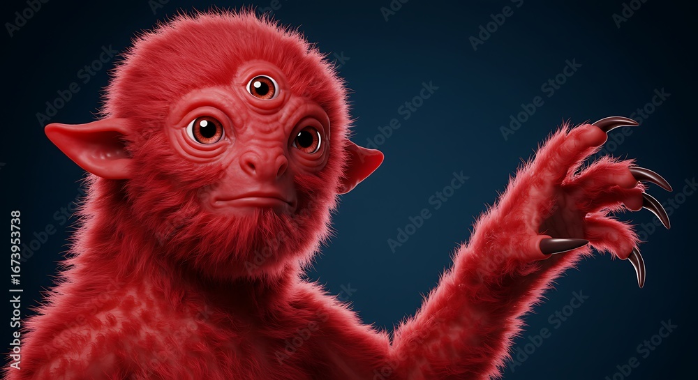 Fototapeta premium Crimson Curio: A 3D Furry Fantasy