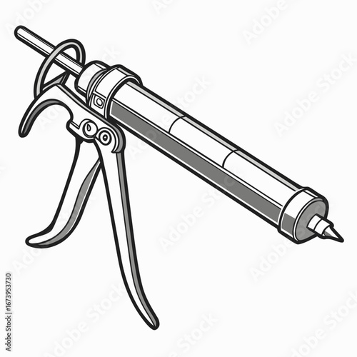Vector art of caulk gun is a tool used for applying sealant or adhesive from a cartridge, commonly used in construction and home repair projects