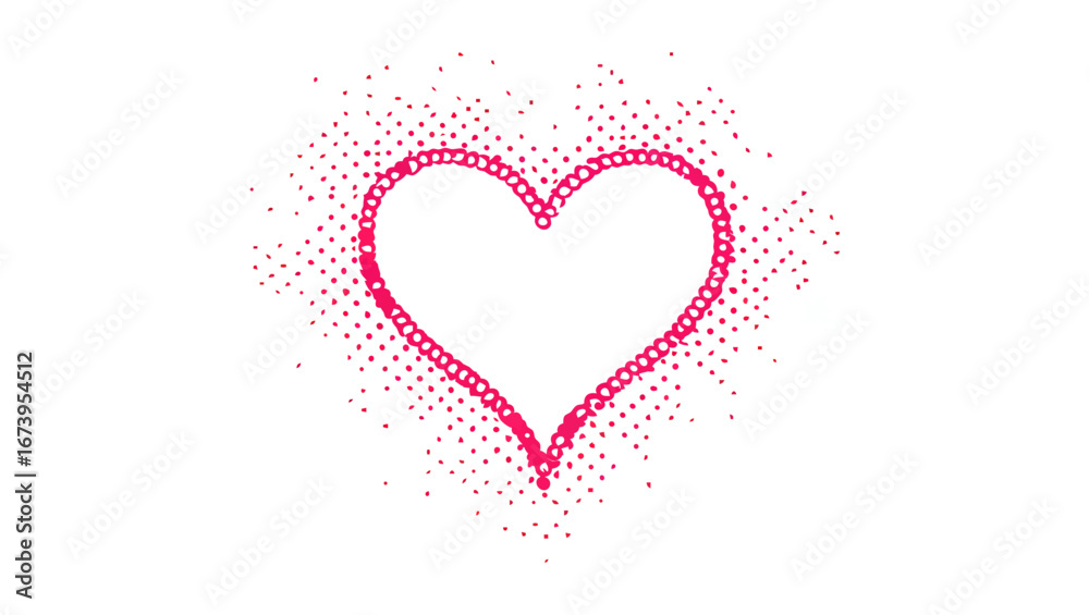 Fototapeta premium Red Heart Outline Symbol on White Background