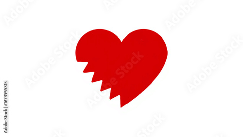 Stylized red heart with abstract ragged edges

