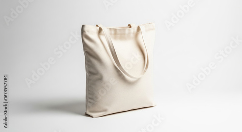 Eco-friendly cotton tote bag on a clean white background showcasing its natural texture and simple design elements