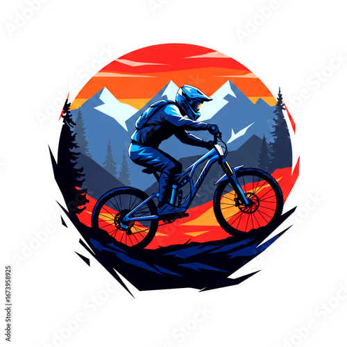 A bold illustration symbolizing strength, action, and the unstoppable drive of downhill riders facing challenges.