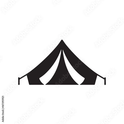 Black Silhouette of a Traditional Tent on a White Background