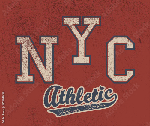 Vintage vector illustration of a retro college varsity poster with typography  tee shirt print artwork perfect for 80s retro vintage t-shirt design. 