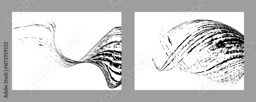 Strokes of black paint on a white background. Set of two templates. Graffiti element. Design template for the design of banners, posters, booklets, covers