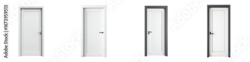 Four Interior Doors on White Background - Architecture and Design Elements