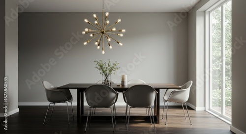 Elegant dining room interior design mockup
