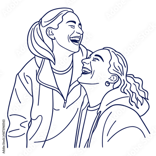 Vector art of two friends are laughing together