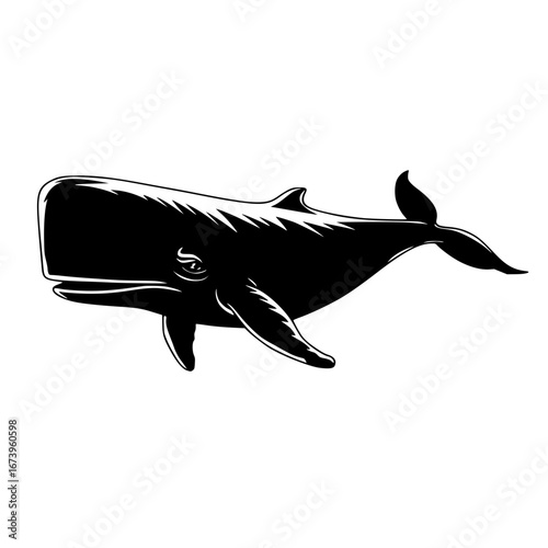Majestic sperm whale silhouette dives deep into ocean depths a powerful symbol of marine life
