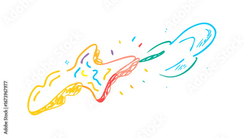 Abstract colorful doodle explosion bright colors yellow