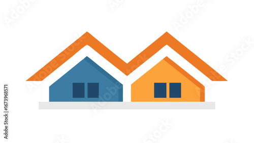 Blue and orange houses home building