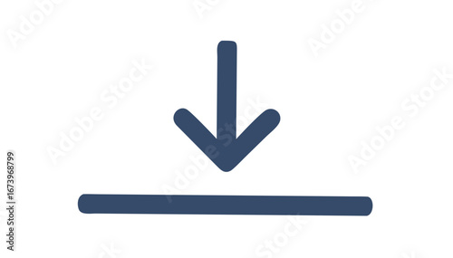 Blue download arrow symbol graphic