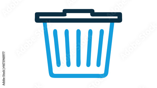 Blue trash bin with vertical grooves trash can waste