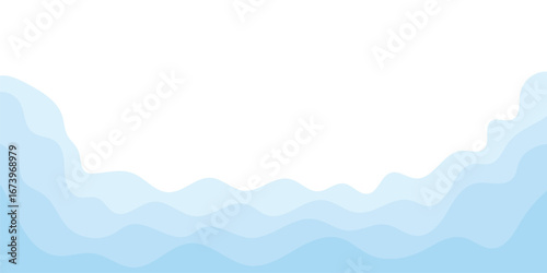 Abstract Wavy Blue Background: A captivating gradient of soft, flowing blue waves create a sense of depth and serenity, embodying fluid motion, representing water.