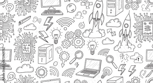 A Lively Doodle Pattern of Digital Age Innovations