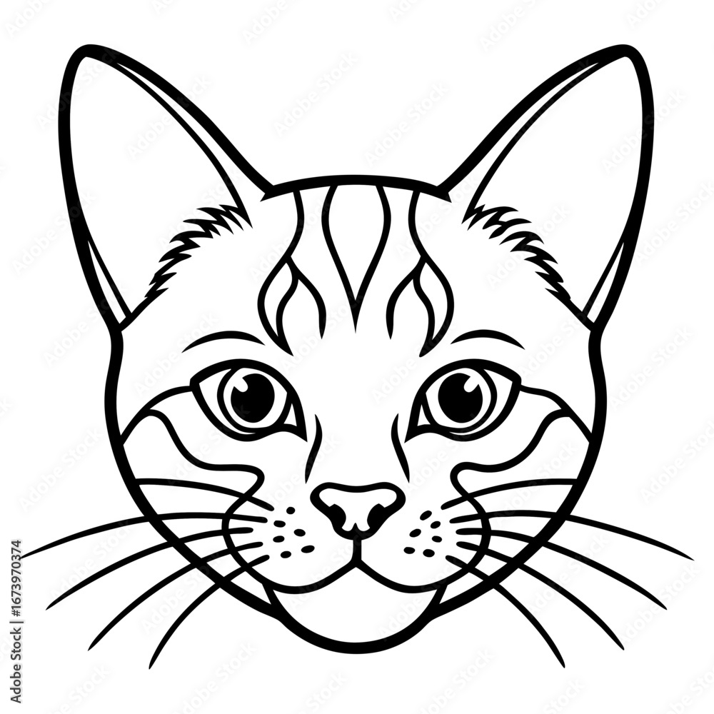 Fototapeta premium Minimalist Cat Head Vector Illustration