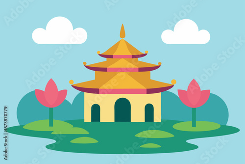 vector illustration of a pavilion in the park