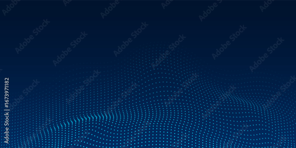 Modern blue background of points. Cyber particles. Big data stream modern