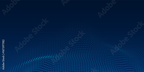 Modern blue background of points. Cyber particles. Big data stream modern