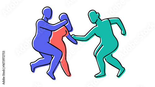 Couple dancing silhouettes blue coral teal vector