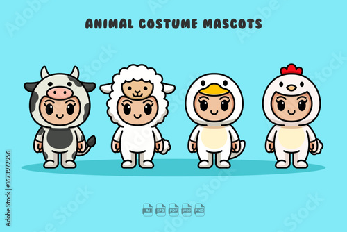 Cute Farm Animal Mascot Costume Set