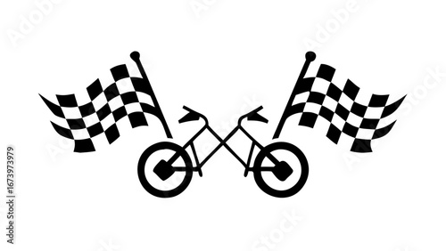 Dual motorcycles with racing flags emblem bike bikes