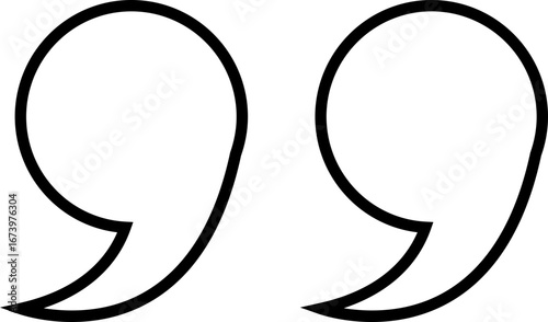 Quote mark icon, guillemets quotation marks in solid and outline style, vector punctuation typography symbols for publishing, books, blogs, posters, social media, and design