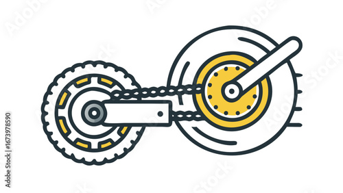 Motorcycle rear wheel chain and disc brake sprocket