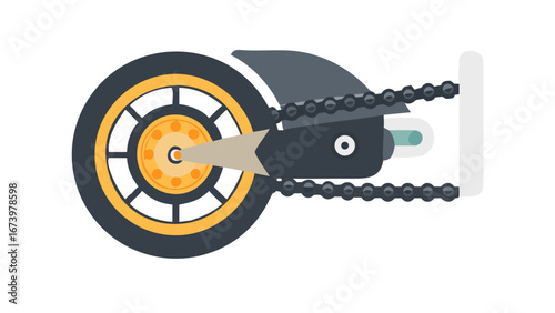 Motorcycle rear wheel chain and disc brake vehicle part