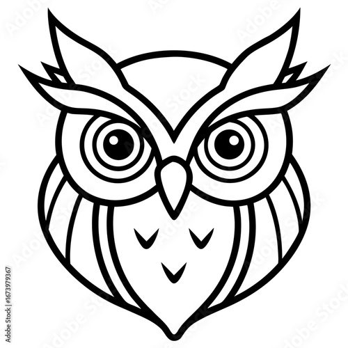 Owl Head Vector Illustration – Clean Line Art