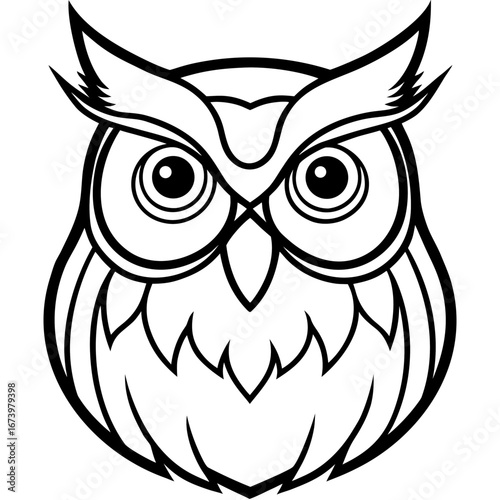 Owl Head Vector Illustration – Clean Line Art