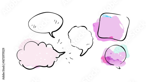 Pastel watercolor speech bubbles pink blue