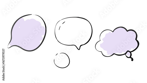 Pastel watercolor speech bubbles thought bubble light purple