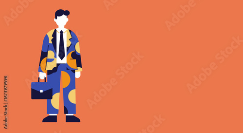 Stylized businessman holding a briefcase, ready for work or a new opportunity. Ideal for business, finance, or career-related concepts with a modern, clean design.