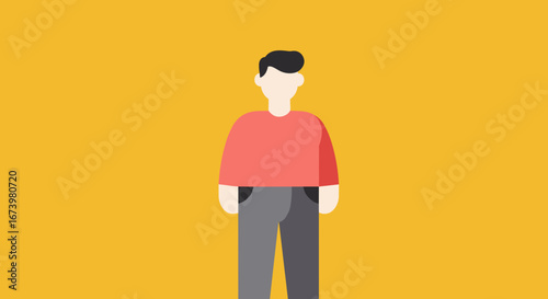 A minimalist illustration of a person standing against a vibrant yellow background, conveying simplicity and modern design for various conceptual uses.
