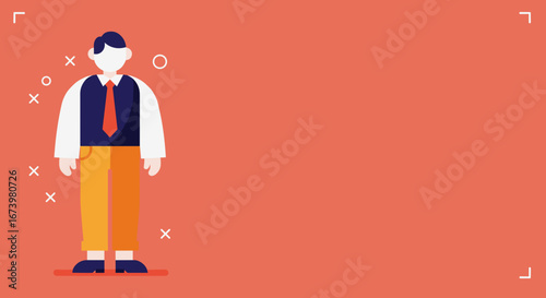 Stylized illustration of a professional businessman, ideal for corporate, human resources, and business concept visuals. Ample copy space.