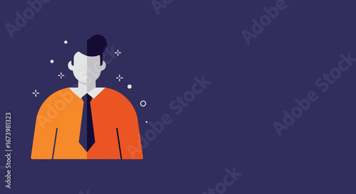 Flat design illustration of a professional man in a shirt and tie on a clean blue background. Ideal for business, corporate profiles, or modern employee concepts.