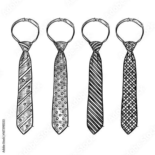 necktie vector line art hand drawn illustration set collection